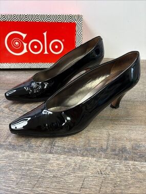Vintage Golo Black Patent Leather Kitten Heel Pumps Women’s Size 9M